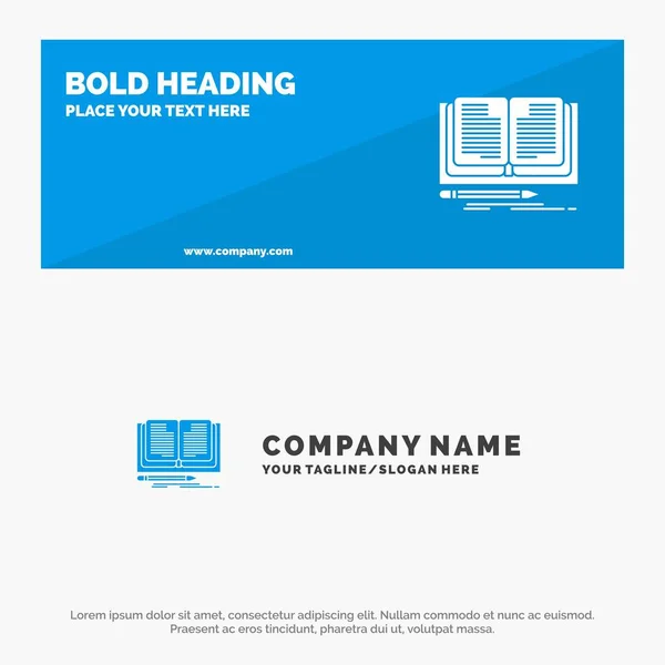 Schreiben, Roman, Buch, Geschichte solide Ikone Website Banner und Geschäft — Stockvektor