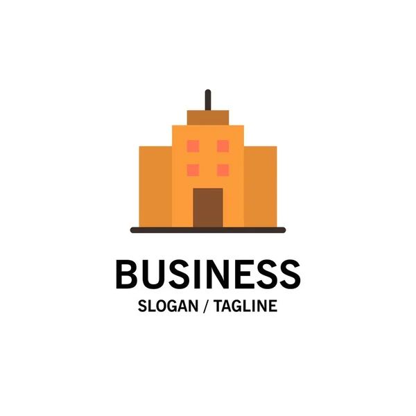 Gebouw, gebruiker, Office, Interface Business logo sjabloon. Flat C — Stockvector