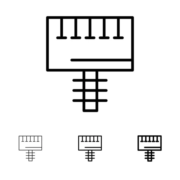 广告， 广告， 板， 招牌粗体和细黑线图标 — 图库矢量图片