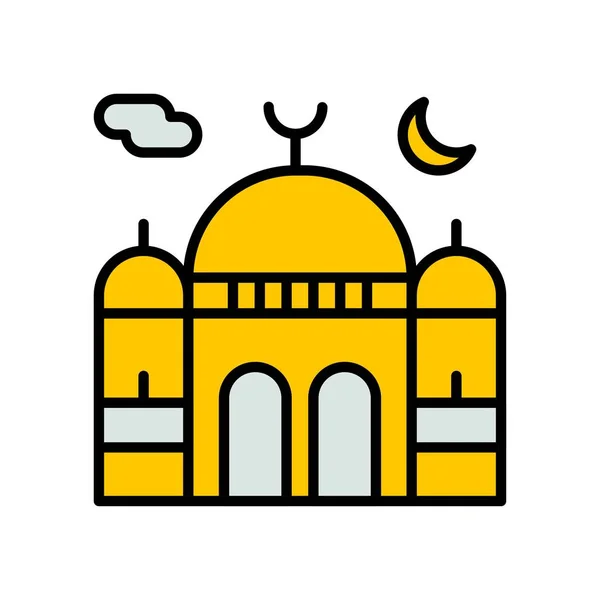 Iconos de Ramadán. Islam musulmán oración y ramadán kareem delgada línea — Vector de stock