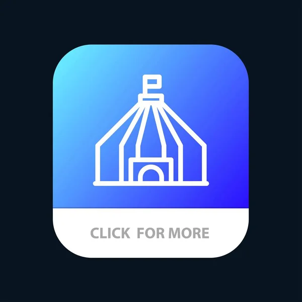 Namiot, namiot, cyrkowy przycisk aplikacji mobilnej. Android i iOS line Versi — Wektor stockowy