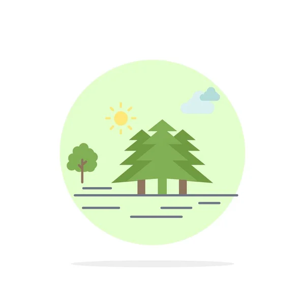 , Montagne, colline, paysage, nature, nuages Flat Color Icon Vect — Image vectorielle