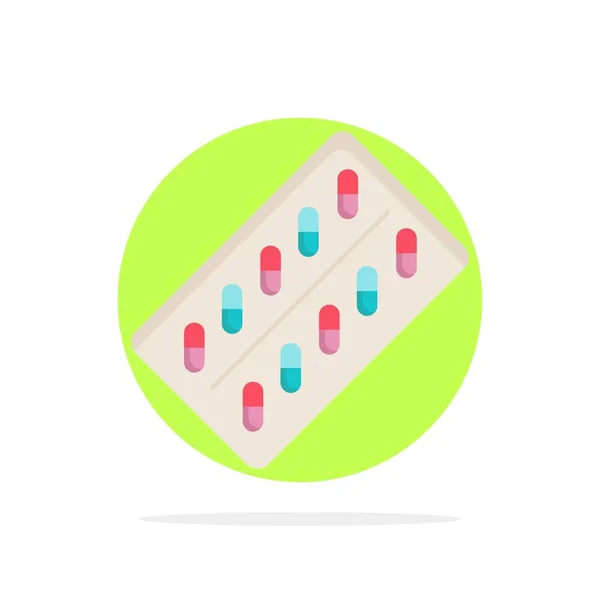 Médicament, Pilule, médicaments, comprimé, paquet Flat Color Icon Vector — Image vectorielle
