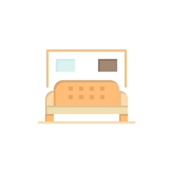 Hotel, Bed, Bedroom, Service  Flat Color Icon. Vector icon banne — Stock Vector