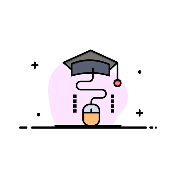 Ratón, Graduación, en línea, Educación Empresarial Logo Plantilla. Fla. — Archivo Imágenes Vectoriales