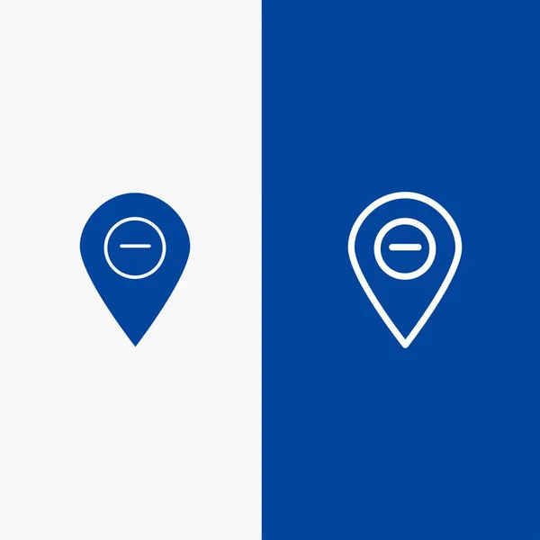 Ubicación, Mapa, Marcador, Línea de Pin y Glifo Icono sólido Banner azul — Archivo Imágenes Vectoriales