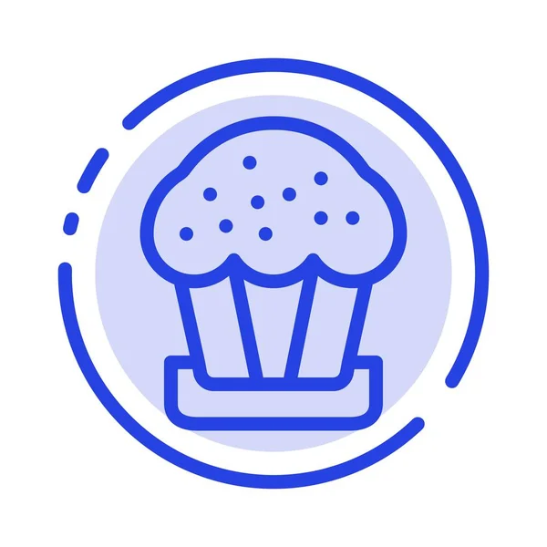 Ciasto, Puchar, żywności, Wielkanoc niebieski ikona linii kropkowana linia — Wektor stockowy