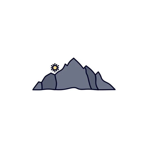Пагорб, пейзаж, природа, гора, сцена Плоский колір іконка Вектор — стоковий вектор