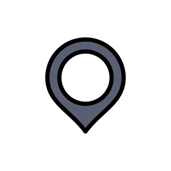 Ubicación, Mapa, Marcador, Mark Flat Color Icon. Banner de icono de vector — Vector de stock