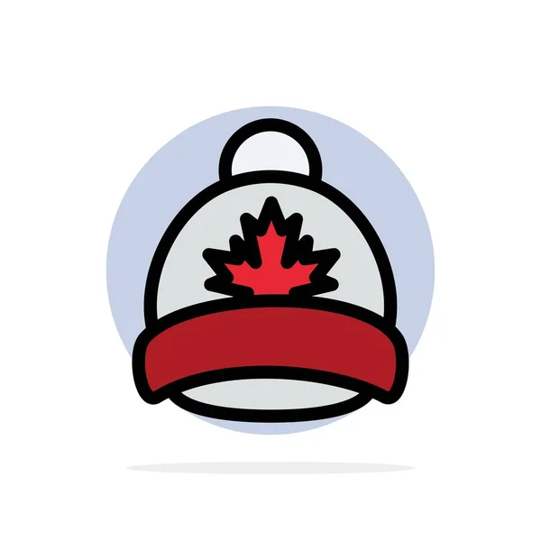 帽子、キャップ、リーフ、カナダ抽象サークル背景フラットカラーIco — ストックベクタ