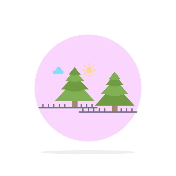 Forêt, camping, jungle, arbre, pins Flat Color Icon Vector — Image vectorielle