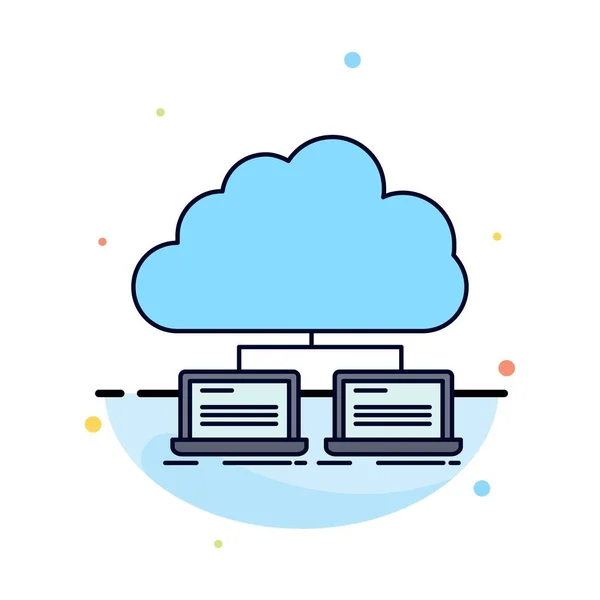 Cloud, réseau, serveur, internet, données Flat Color Icon Vector — Image vectorielle