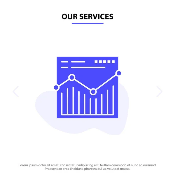 Unsere Dienstleistungen Analyse, Web, Website, Bericht solide Glyphen-Symbol-Web — Stockvektor