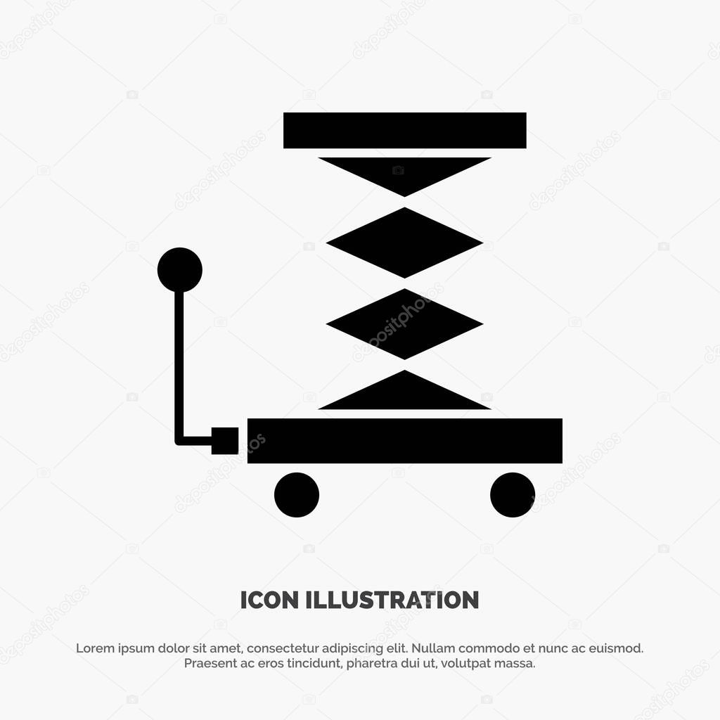 Car, Construction, Lift, Scissor solid Glyph Icon vector
