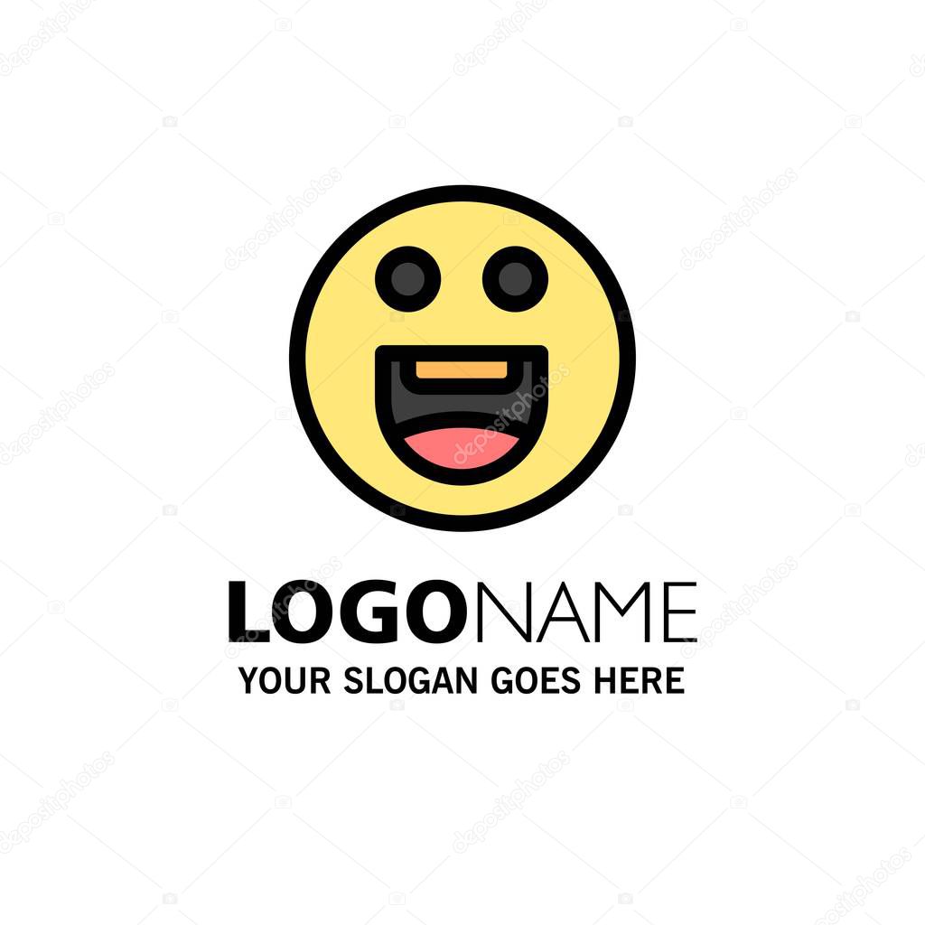 Emojis, Happy, Motivation Business Logo Template. Flat Color