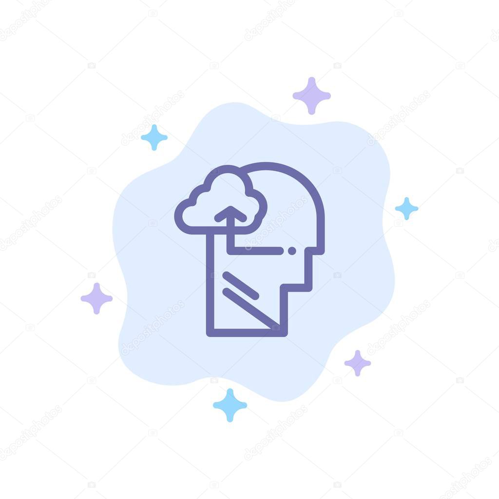 Experience, Gain, Mind, Head Blue Icon on Abstract Cloud Backgro