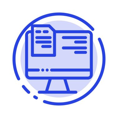 Bilgisayar, Dosya, Eğitim, Online Mavi Noktalı Çizgi Simgesi