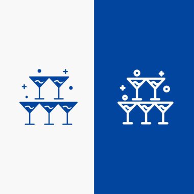 Cam, Aşk, Kalp, Düğün Hattı ve Glyph Katı simgesi Mavi banne