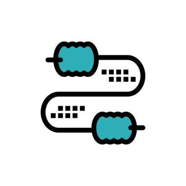 Kablo, Tel, Ortak, Kondansatörler Düz Renk Simgesi. Vektör simgesi yasağı