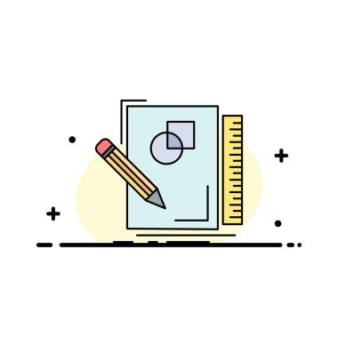 çizim, çizim, tasarım, çizim, geometri Düz Renk Simge Vektör