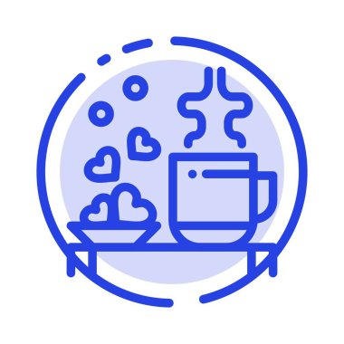 Çay, Fincan, Kalpler, Aşk, Loving, Düğün Mavi Noktalı Çizgi Ic