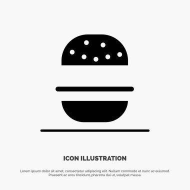 Burger, Eat, Amerikan, Amerika katı Glyph Icon vektör