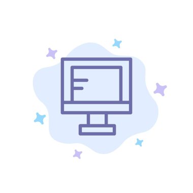 Bilgisayar, Online, Çalışma, Soyut Bulut Geri Okul Mavi Simge