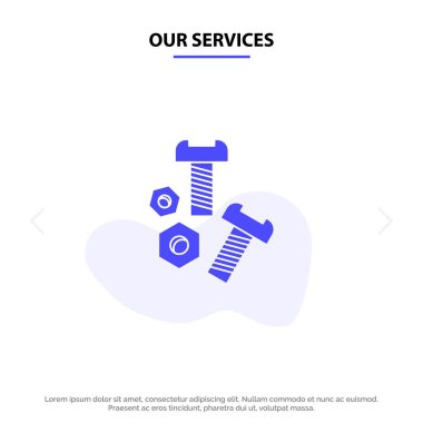 Hizmetlerimiz Cıvata, Somun, Vida, Araçlar Katı Glyph Icon Web kartı T