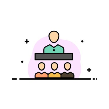 Toplantı, takım, ekip çalışması, ofis Iş düz çizgi dolu simgesi 