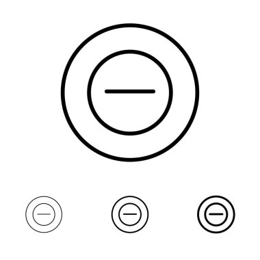 Hayır, Ekle, Daha Az Kalın ve ince siyah çizgi simgesi kümesi