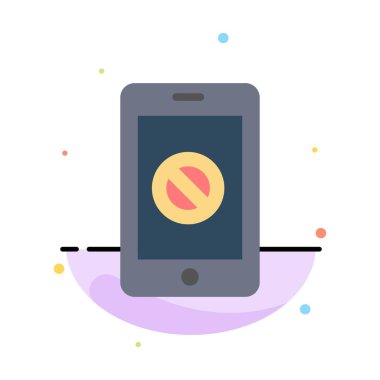 Mobil, Cep, Telefon, Hayır, Mobil Soyut Düz Renk Simgesi Temp