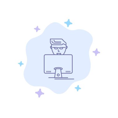 Hacker, Kullanıcı, Oyuncu, Programcı Mavi Simge Soyut Bulut Geri