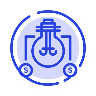 Ampul, Fikir, Çözüm, Dolar Mavi Noktalı Çizgi Hattı Simgesi