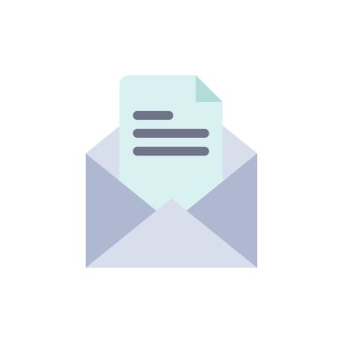 Metin, posta, ofis, kalem düz renk simgesi. Vektör simgesi Banner 