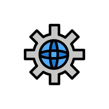 Dünya, Küre, Ayar, Teknik Düz Renk Simgesi. Vektör simgesi b