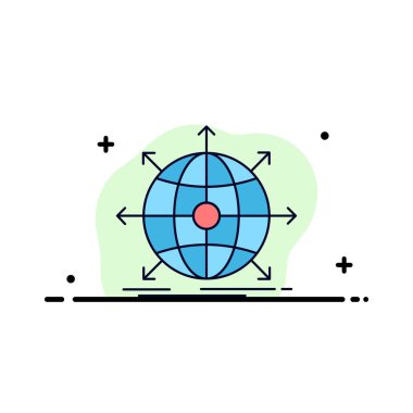iş, küresel, uluslararası, ağ, web Düz Renk Simge Ve