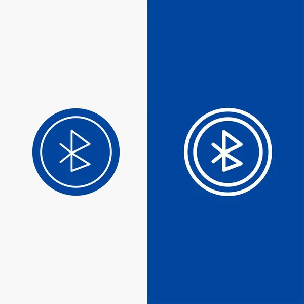 Bluetooth, UI, linia interfejsu użytkownika i glif ikona Solid niebieski Ban — Wektor stockowy