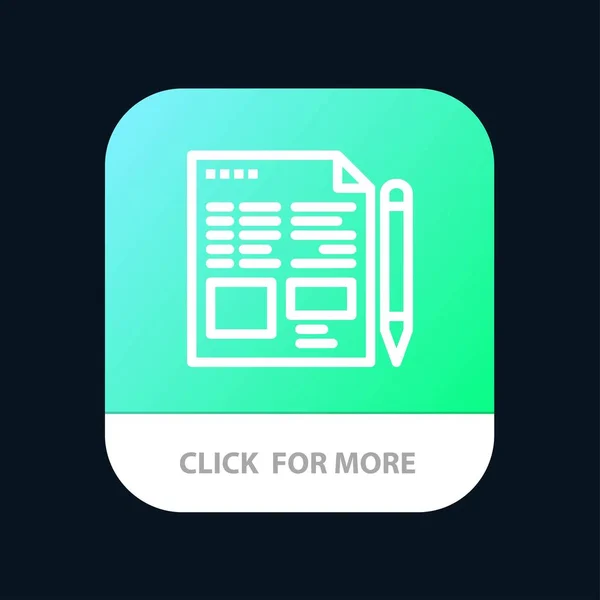 Arquivo, Texto, Lápis, Educação Mobile App Button. Android e IOS — Vetor de Stock