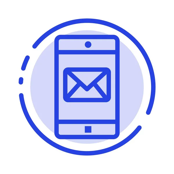 Aplicación, móvil, aplicación móvil, línea punteada azul del correo L — Archivo Imágenes Vectoriales