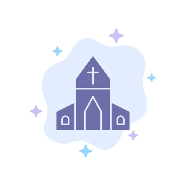 Iglesia, Casa, Pascua, Cruz icono azul en la nube abstracta Backgro — Archivo Imágenes Vectoriales