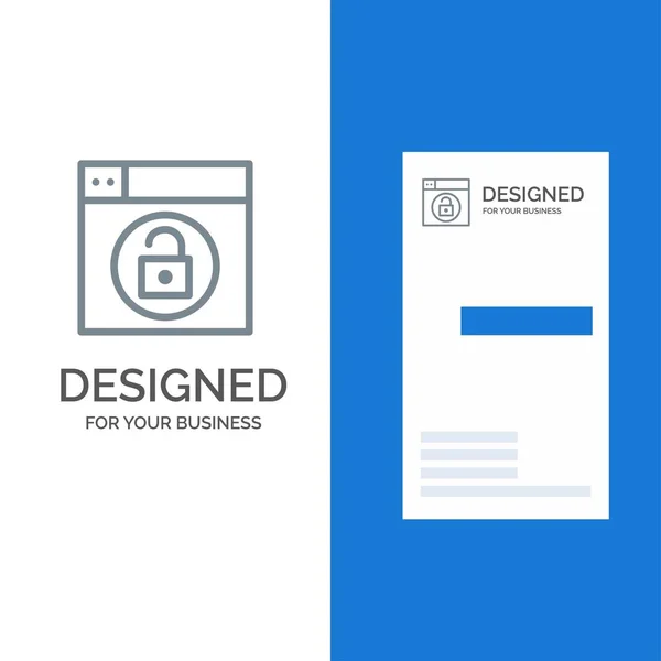 Web, Design, Lock, Unlock Grey Design и Business Card Tem — стоковый вектор