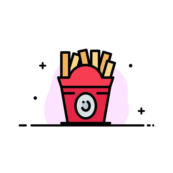 Frites, Restauration rapide, Nourriture, États-Unis Business Flat Line Filled Icon Vect — Image vectorielle