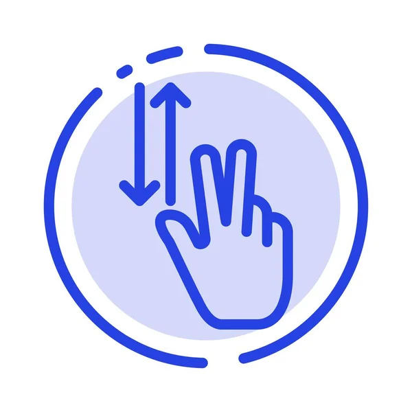 Dedo, Gestos, Dos, Arriba, Abajo Icono de línea de puntos azules — Vector de stock