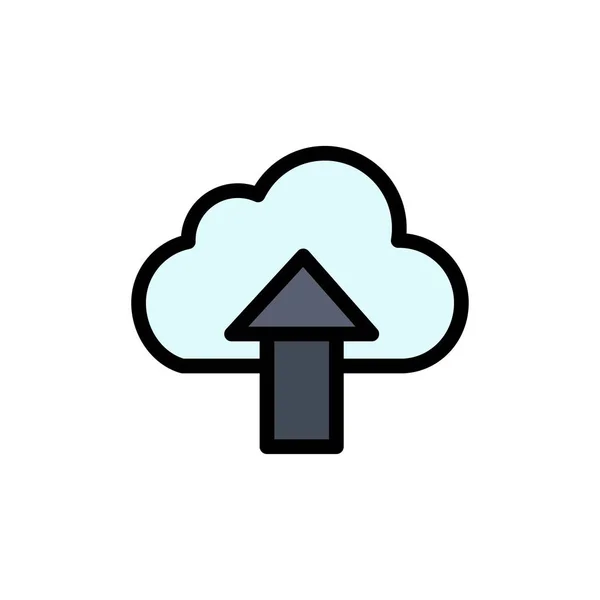 Стрілка, завантаження, вгору, Хмара плоский колір значок. Векторна іконка банера TE — стоковий вектор