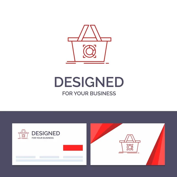 Creative visitekaartje en logo template Cart, toe te voegen aan winkelwagen, Bask — Stockvector