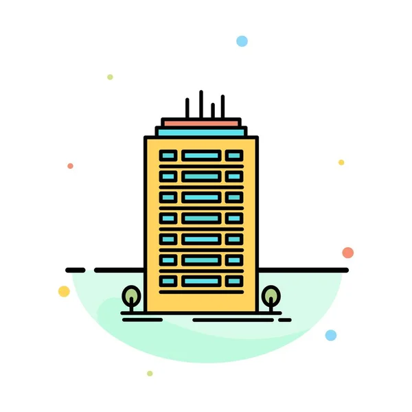 Gebouw, kantoor, wolkenkrabber, toren abstract platte kleur icon tem — Stockvector