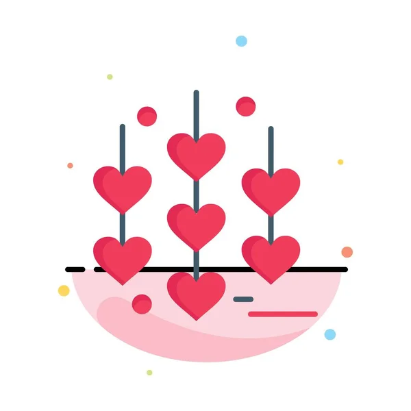 Coração, Amor, Cadeia abstrato modelo de ícone de cor plana —  Vetores de Stock