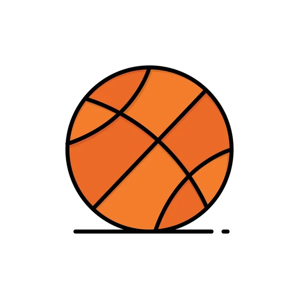 Bola, Esportes, Jogo, Educação Flat Color Icon. Bann ícone do vetor — Vetor de Stock