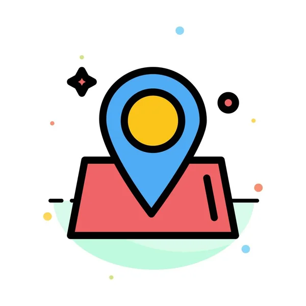 Location, Map, Way, World Abstract Flat Color Icon Template — Stock Vector
