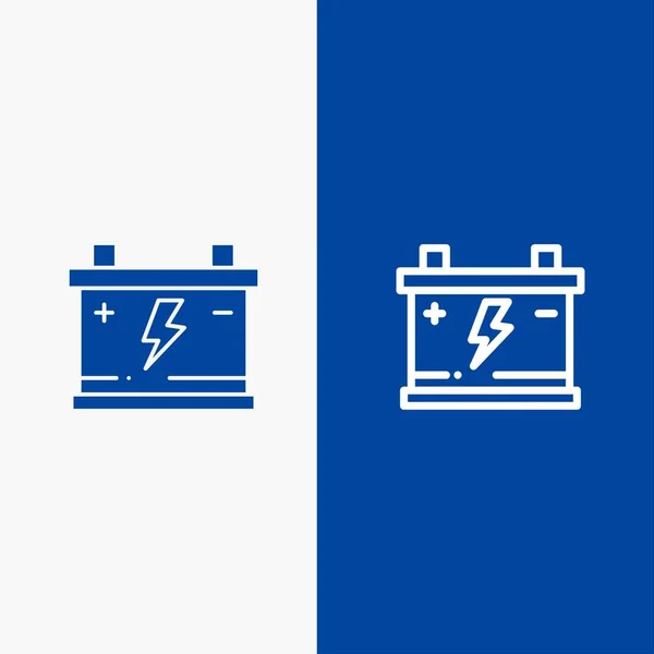 Akumulator, Bateria, Moc, Linia Samochodowa i Glyph Solid ikona Niebieski — Wektor stockowy